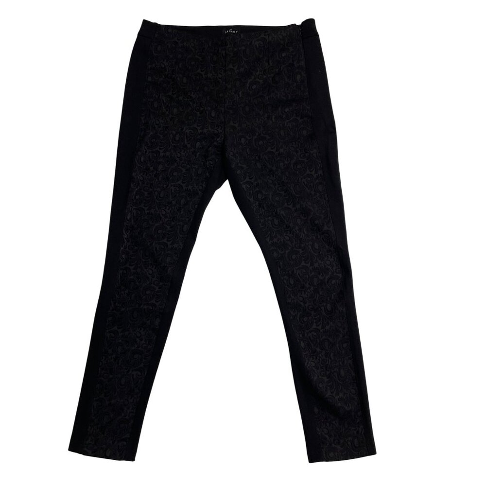 WHITE HOUSE BLACK MARKET PANTS LACE THE SKINNY SIZE 10 RENAISSANCE JACQUARD BLK